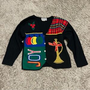 Knitwaves Christmas Cardigan Silver Star Buttons kids medium